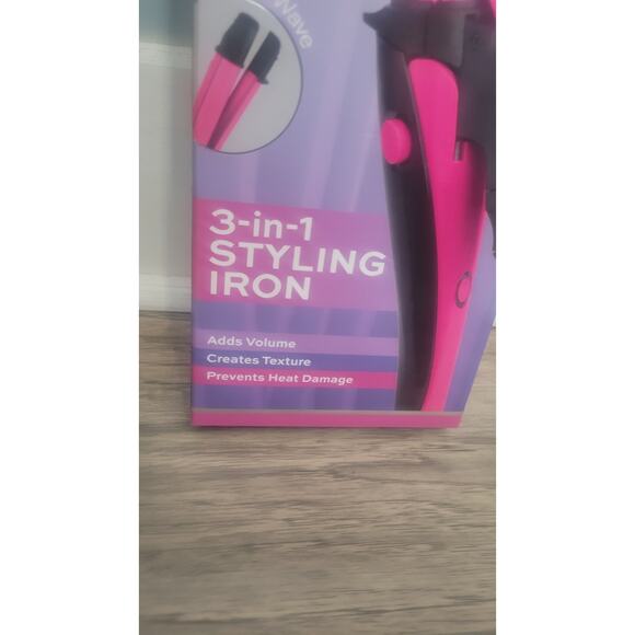 John Frieda 3-in-1 Styling Iron Curl Straighten Wave Pink Ceramic NIB - Picture 2 of 5